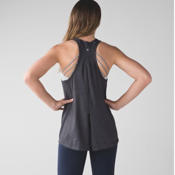 Lululemon Salute the Sun Tank in Heathered Black Charcoal Gray size 12 - Picture 1 of 8